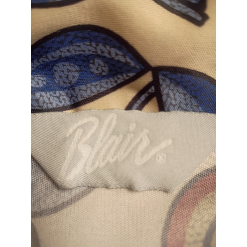 Blair Floral Polo Top Womens XL Cream Multi 3/4 Sleeve Ribbed Hem Retro 2031 - Picture 4 of 6